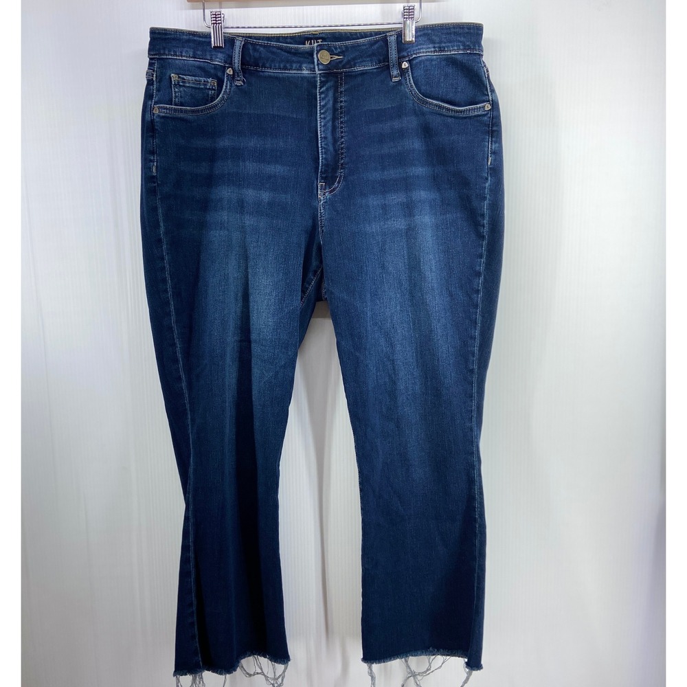 Kut From‎ The Kloth High Rise Fab Ab Ankle Flare Blue Denim Jeans Womens 14W